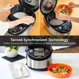 TIGER JAX-T10U-K 5.5-Cup (Uncooked) Micom Rice Cooker and Warmer with Tacook Food Steamer Cooking Tray Technology and 10 Auto-Cook Settings, Stainless Steel Black