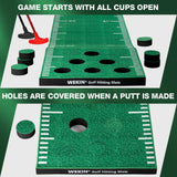Golf Pong Game Set, Golf Putting Green Mat with 2 Putters, 2 Golf Balls,12 Hole Covers, Golf Training Mat Wekin