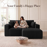 Modular Sectional Sofa with Ottoman, 79" L-Shaped Cloud Couch, Black