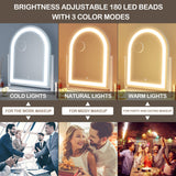 Gvnkvn Arched Makeup Vanity Mirror with Lights 17.2" LED Makeup Mirror Detachable 10X Magnification, Hollywood Make Up Mirror with Lighting, Smart Touch, 360° Rotation, (Gold,Gift Box)