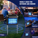 Solar Bug Zapper Outdoor, 4500V Mosquito Zapper Waterproof with Panel Sensor Electric Fly Zapper Rechargeable Mosquito Killer with 10FT Extension Cord, Fly Trap Ideal for Patio, Backyard, Camping