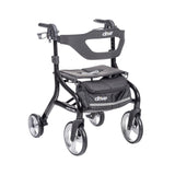 Drive Medical Nitro Sprint Foldable Rollator Walker with Seat - Lightweight Support - Large Wheels - Compact Folding Design - Adjustable Comfort - Standard Size - Black