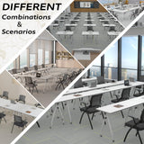 4 Pack Folding White Training Tables with Wheels,Conference Table,47.2in