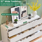 Standifurno White Dressers of 9 Drawers, Chest Dresser with Deep Drawers, Modern Dresser Closet for Bedroom, Curved Drawer with Large Storage, 57’’ Wide.