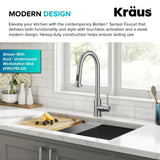 KRAUS Bolden Motion Sensor Single Handle Pull Down Touchless Kitchen Faucet in Spot-Free Stainless Steel, KSF-1616SFS