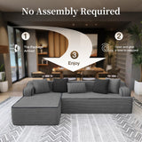 SUNSHINE VALLEY 104" 4-Seat Sectional Boneless Couch Living Room Grey