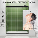 LARWORKS Glass Shower Door Double Sliding 56-60 in. W, 72 in. H Frameds Bathroom Sliding Door, 1/4''(6mm) SGCC Tempered Glass, Explosion-Proof Film, Nano Coating, Matte Black