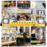 Heavy Duty Metal 10 Outlets 6FT Long Power Strip with LED Worklight, Yellow