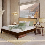 Bme Nipe King Bohemian Bedframe with Adjustable Wicker Headboard - Walnut