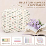 KOUDGY Bible Cover Case for Women Large Quilted Bible Carrying Bag with Handles Bible Study Supplies & Accessories Christian Gifts for Women(Wildflower Meadow, L)