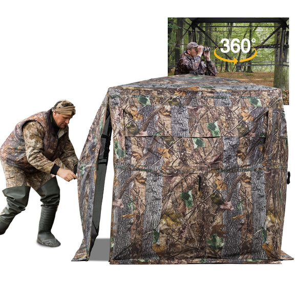 FUNHORUN Hunting Blind 270/360 Degree See Through Ground Blind for Deer Hunting, 2-3 Person Pop-up Hunting Deer Blind, Turkey Blind, Portable Hunting Blind for Deer Hunting Turkey Hunting... FUNHORUN