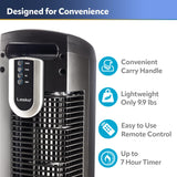Oscillating Tower Fan, 3 Quiet Speeds, Timer, Remote Control, for Bedroom, Kitchen, Office, 36", Black, 2511 Lasko
