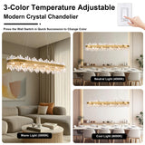 MELKZENPD 60-Inch Gold Modern Crystal Chandelier, 24 Lights, Large Rectangle 2-Tier K9 Crystal Raindrop Pendant Light Fixture for Dining Room, Living Room, Kitchen Island, Bedroom