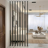 Quvex No-Drill Floor to Ceiling Room Divider, 8-Pack Metal Slats Privacy Screen Divider Column with Leveling Feet, Space-Saving Decorative Partition Posts for Home, Office & Stairway, Black