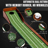 YOUCZON Putting Green Indoor,Golf Putting mat– Portable & Easy to Assemble, Automatic Ball Return, Wrinkle-Free Natural Rubber Mat, Solid Wood Construction for Golfers