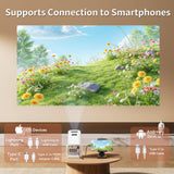 Mini Projector, Portable Projector 4K & Full HD 1080P Support, 270° Rotation Outdoor Projector, Movie Projector Compatible with Smartphone, TV Stick, Laptop, PS4, HDMI, USB