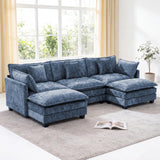 Redlife 113" Modular Sectional 3-Seater Sofa with 2 Ottomans
