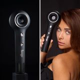 L’Ange Hair Axia HaloRing Ionic Hair Dryer | High Speed Professional Blow Dryer for Smooth, Frizz-Free Styles | Lightweight Brushless Motor with Concentrator & Wall Mount | 4 Heat Settings | Black