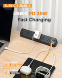 TESSAN Desk Clamp Power Strip 6 Ft with 2100J Surge Protector, Black