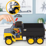 Cat Construction Workforce Hauler Action Set, 18-Piece Kids Construction Toy Playset with Freewheeling Hauler Truck, Lights & Action-Activated Sounds, 4-Inch Figure, Tools & Accessories, Ages 3+