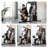 Fitvids Multifunctional Home Gym Equipment with 122.5 lbs Weight Stack, Full Body Workout Weight Machine Strength Training Exercise Equipment with Pulley System & Leg Press, All-in-One Workout Station