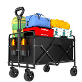 Collapsible Wagon Cart- 380LBS,Folding Beach Utility Wagon,Portable Utility Grocery Cart for Beach, Camping, Garden, Shopping, Transport