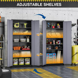 Tall Steel File Cabinets with Lockable Doors and 5 Adjustable Shelves-Black&Gray Steel Storage Cabinet for Home, School, Office