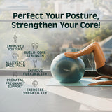 Retrospec Luna Exercise Ball with Pump - Anti-Burst Fitness Equipment for Yoga, Core Training & Stability - Home Gym Swiss Ball for Office & Pregnancy