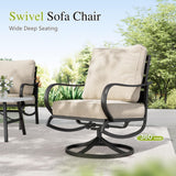 Sophia & William 6 PCS Metal Patio Furniture Set with Fire Pit Table, Beige