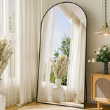 NBGV 76"x34" Floor Mirror Full Length, Arched Full Length Mirror with Stand, Large Full Body Mirrors for Bedroom Living Room or Cloakroom Black