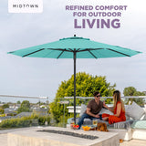 Midtown Umbrellas Push & Pop 10 Ft Patio Umbrellas with Push & Pop Mechanism, Fiberglass Ribs & Sunbrella Fabric – Outdoor Umbrella for Deck, Pool, Cafés and Hotels – Bay Brown Canopy, Black Pole