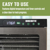 LEM Products BigBite 16-Tray Stainless Steel Dehydrator, Food Dehydrator for Beef Jerky, Meat, Vegetables, and Fruits, Includes Dryer Machine and 16 Trays, Silver