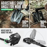 Zune Lotoo Camping Shovel Folding Multitool, 18 in 1 Compact Tactical Survival Shovel High Carbon Steel Camping Gear for Men Outdoor Hiking Backpacking Spade Emergency Car Offroad Entrenching Tool