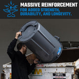 Magnum 32 Gallon Trash Can, Construction Grade, Heavy Duty Plastic, Jobsite Ready for Handling and Holding Garbage CMTC-C000-32G03 (3 Pack)