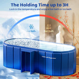 HLCZLUZ Portable Foldable Bathtub, Freestanding Bathtub No Installation, Bathroom SPA Soaking Bath Tub, Shower Stall Collapsible Hot & Ice Bath Tub (Blue with Storage Rack, 59"L x 21.6"W x 19.6"H)
