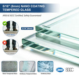 Frameless Shower Door with Soft-Close & Anti-Leak,5/16" (8mm) Double Sliding Shower Door,Nano Coating Anti-Explosion Film SGCC Tempered Glass 43"- 48" W x 76" H,Matte Black