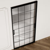 40" x 87" Fluted Glass Barn Door, Concealed Sliding Barn Door with Soft Close, Waterproof Modern Sliding Door for Bathroom/Kitchen Privacy, 5/16"(8mm) Tempered Glass, Fits 28"-36"W x 72"-85"H, Black