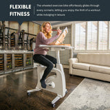 FLEXISPOT Exercise Bike with 2D Desktop, Space Saving Under Desk Bike with Removable Desk, Stationary Bikes Indoor Cycling Bikes with 8 Level Resistance Upgraded Max Flywheel LCD Tracking, V9MAX-White