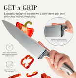 Styled Settings Stainless Steel Knife Set with Built In Sharpener - 14 Piece Ultra Sharp, High Carbon Stainless Steel Kitchen Knife Set Includes White Knife Block with Sharpener Built In