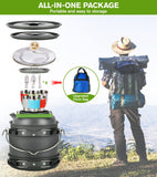 MEETSUN Camping Cookware Set - 37 PCs, Large Size Hanging Pot with Camping Pots and Pans, Camp Cooking Set for 6 People, Mess Kit with Cups, Dishes, Forks, Spoons, Knives for Outdoor Picnic