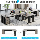 83" L-Shaped Executive Desk, Large Office Desk with Drawes, Industrial Corner Computer Table with File Cabinet