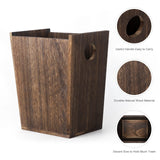 Wood Trash Can Small Wastebasket Rectangular Garbage Bin, Brown