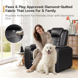 ANJ Power Recliner Home Theater Seating, Electric Recliner Chair with Adjustable Headrest,PU Leather Dual Motor Movie Reclining Chairs with Cup Holders LED Lights,USB Port,Hidden Arm Storage (Black)