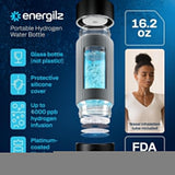 Energilz Hydrogen Water Bottle | 16.2 oz (480 ml) Hydrogen Water Generator | 6000 PPB Hydrogenator Machine | SPE/PEM Ionizer Generator (Black)