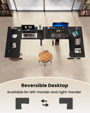 Inches Reversible L Shaped Standing Desk Height Adjustable, Electric Corner Computer Desk with Cup Holder