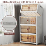 UAMFURI Extra Large Stackable Storage Bins with Lids & Wheels & Door, 660QT-165QT/41GAL*4Pack Foldable Collapsible Closet Organizers, Plastic Containers Drawers for Bedroom Dorm Garage