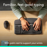 Logitech Wave Keys & Lift Vertical Mouse Ergonomic Wireless Combo, Graphite