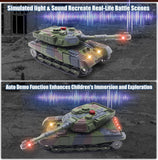 RC Tank That Infrared Shoots - 2.4Ghz Remote Control Battle Army Tank Toys with 360°Rotating Turret Auto Demo Sound Effects Lights - Military Vehicles Model Gift for Kids Adults Boys Age 6-8 9-12
