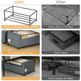 Webetop 12 inch Under the Bed Storage Bins with Clear Lid, Under Bed Storage Containers with Wheels for Underneath Small Spaces Dorms, Blankets (2 Pack, Grey, 30.7"x17.3"x12")
