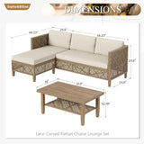 Sophia & William Rattan Patio Sectional Furniture Set with Coffee Table